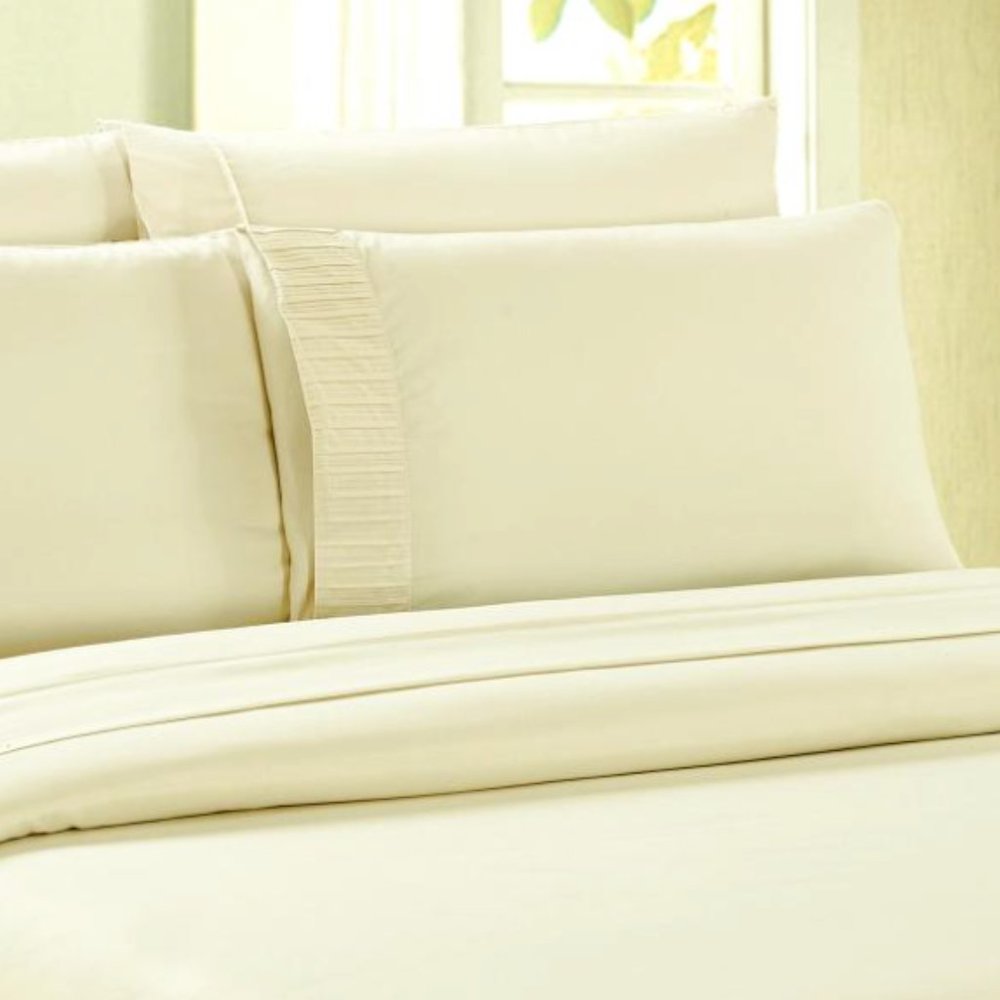 Bamboo bedsheet set ivory color size queen 2 free pillowcase